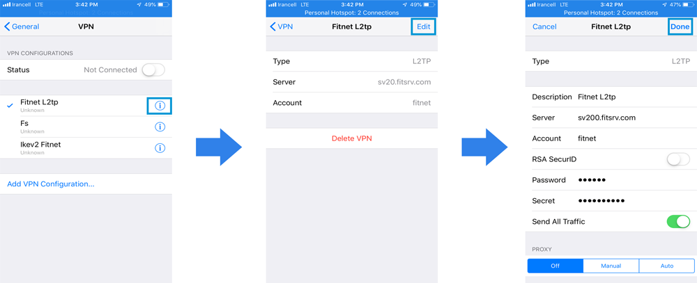 تغییر سرور l2tp