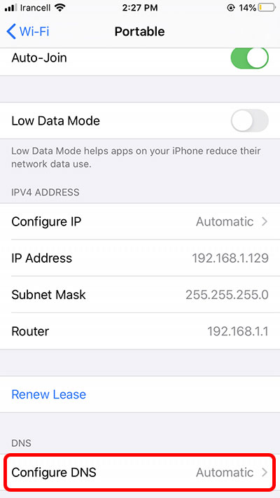 آموزش تغییر DNS آیفون و آیپد